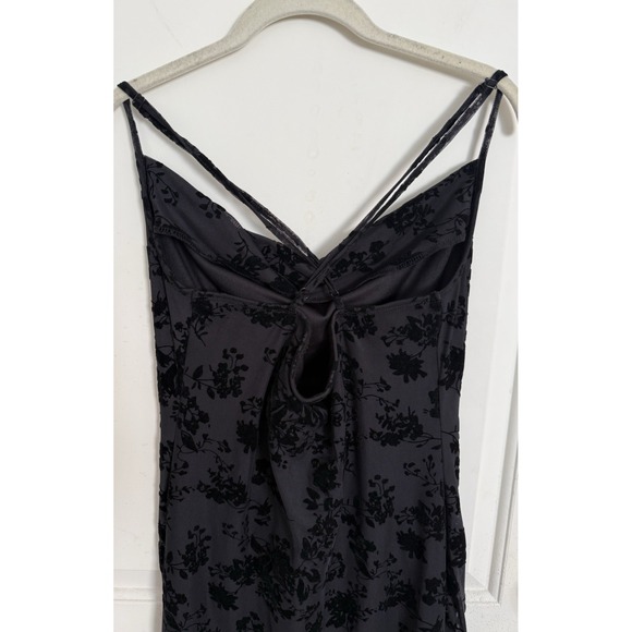 Y2K Style Black Sheer Floral Burnout Lace Midi Slip Dress Goth Prom whimsy XL - Picture 6 of 14